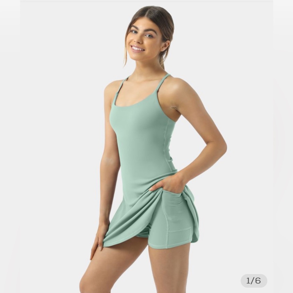 Everyday Cloudful™ Fabric Backless 2-in-1 Flare Workout Dress-Wannabe